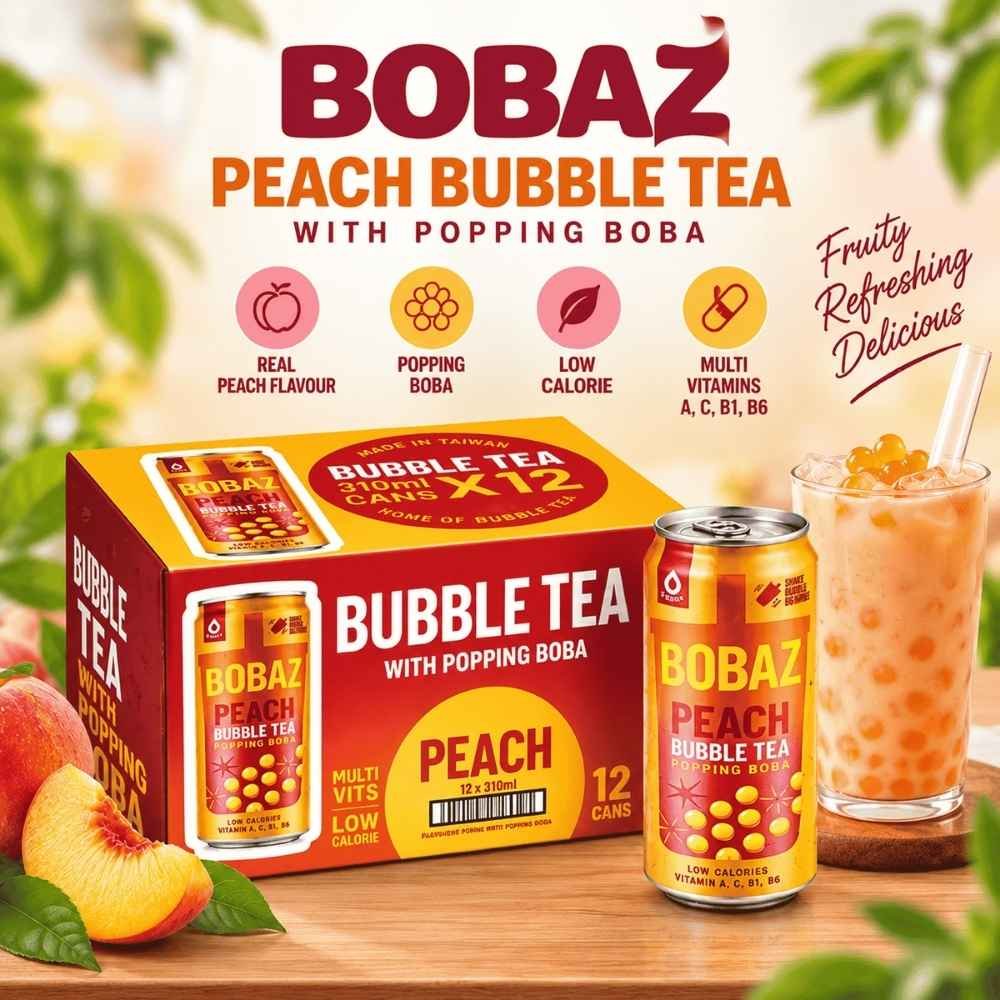 Bobaz Peach Bubble Tea