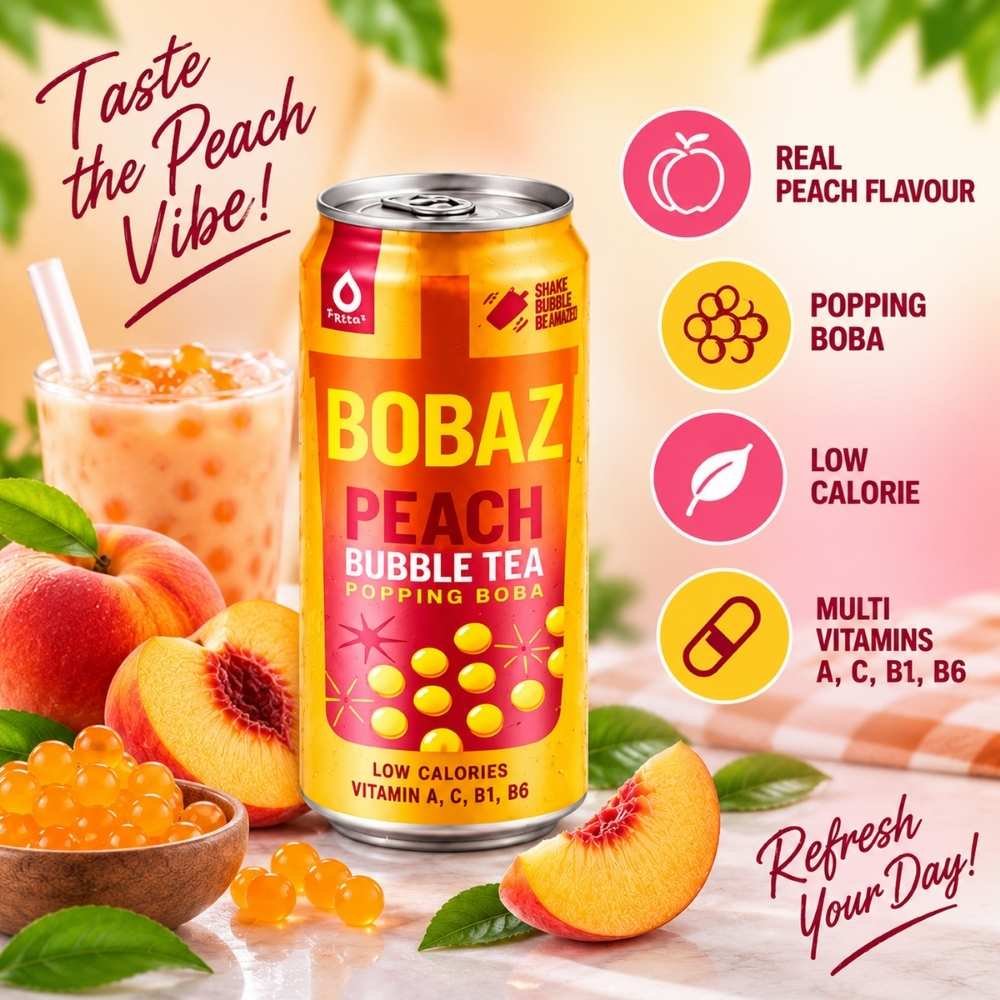 Bobaz Peach Bubble Tea1