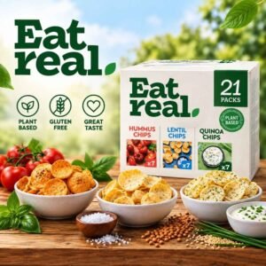 Eat Real Hummus Lentil Quinoa Chips Variety Pack 21 Bags Plant Based