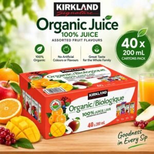 Kirkland Signature Organic Juice 40 x 200ml Assorted Fruit Flavours Apple Berry Mango