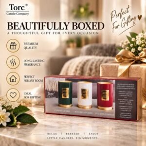 Torc Fragranced Candles 3 Pack – Luxury Scented Candles Gift Set, Variety