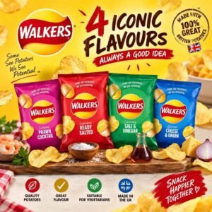 Walkers Crisps 66 Pack 4 Flavours Cheese Onion Ready Salted UK Snacks