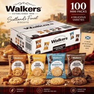 Walkers Assorted Biscuit Mini Packs 100 x 25g | 4 Flavours Scottish Biscuits