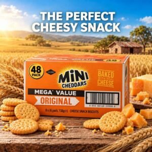 Jacobs Mini Cheddars Original Cheese Biscuits 48 Pack Real Cheese Snack